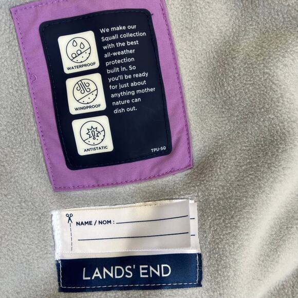 Lands’ End Girls Sz 14 Grow Along Purple Winter Jacket Waterproof Windproof - Picture 11 of 16